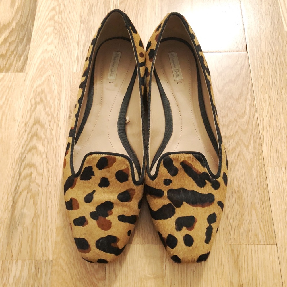 Massimo Dutti animal print calf hair loafers